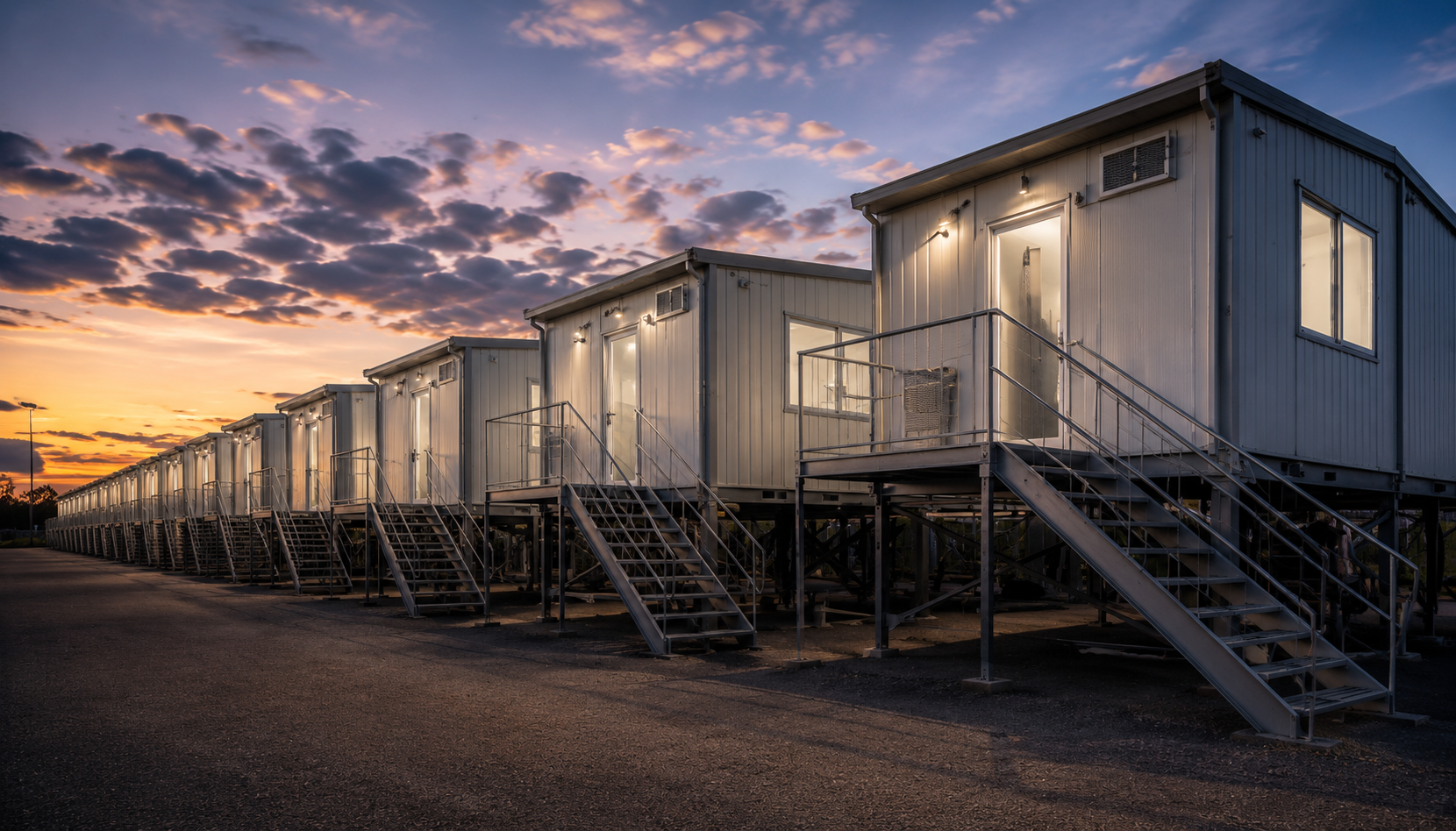 Multiple workforce accommodation units configured together