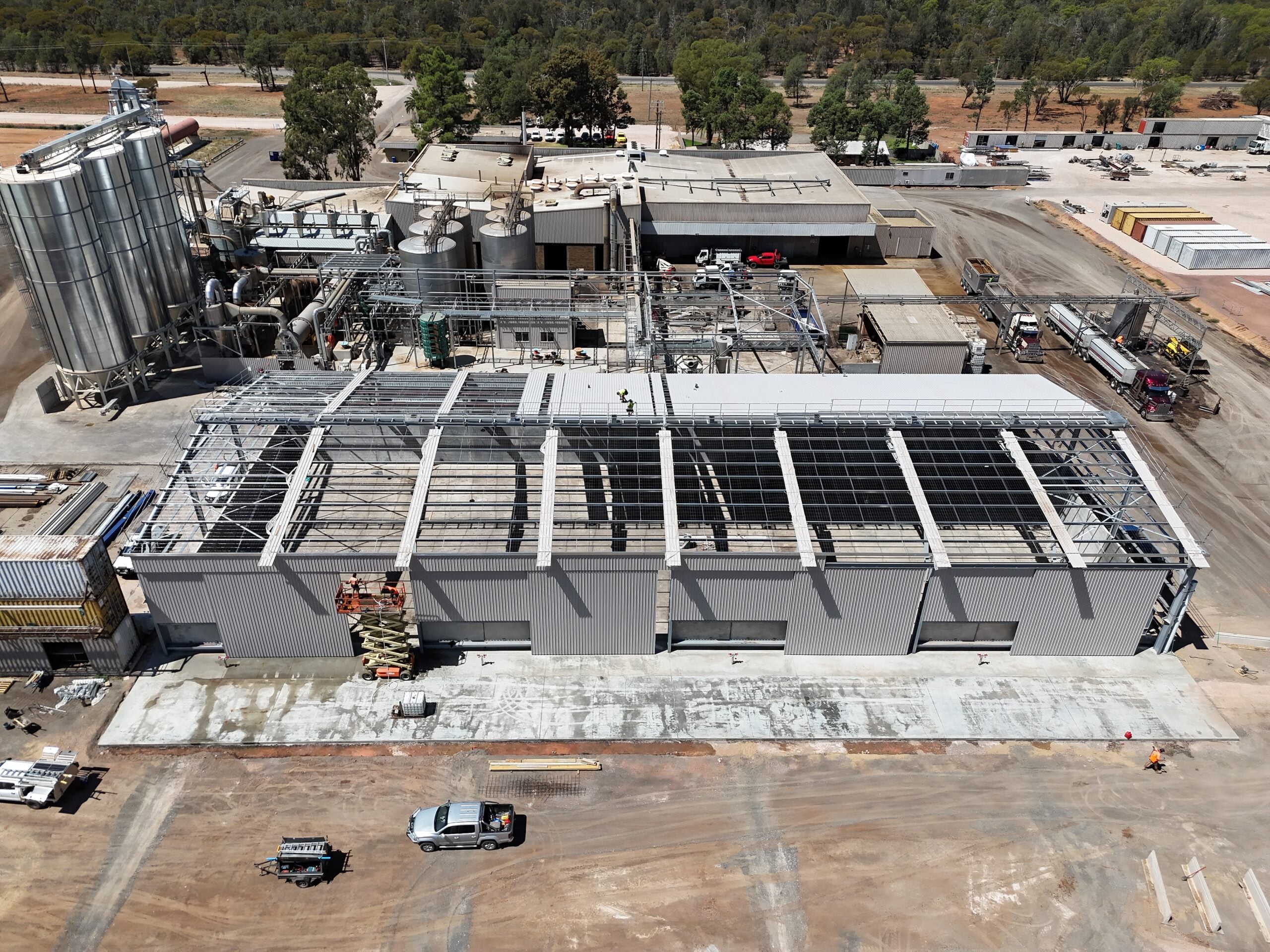 Aerial view of a commercial roofing project by BB Building Services