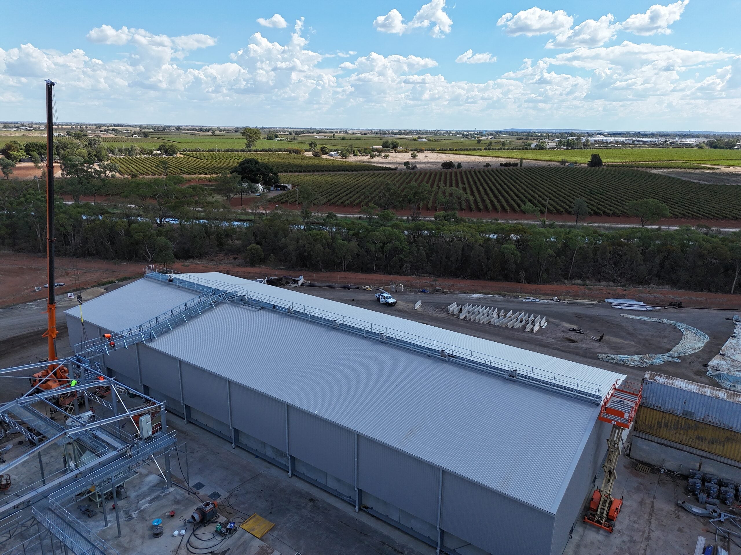 Aerial view of a commercial roofing project by BB Building Services