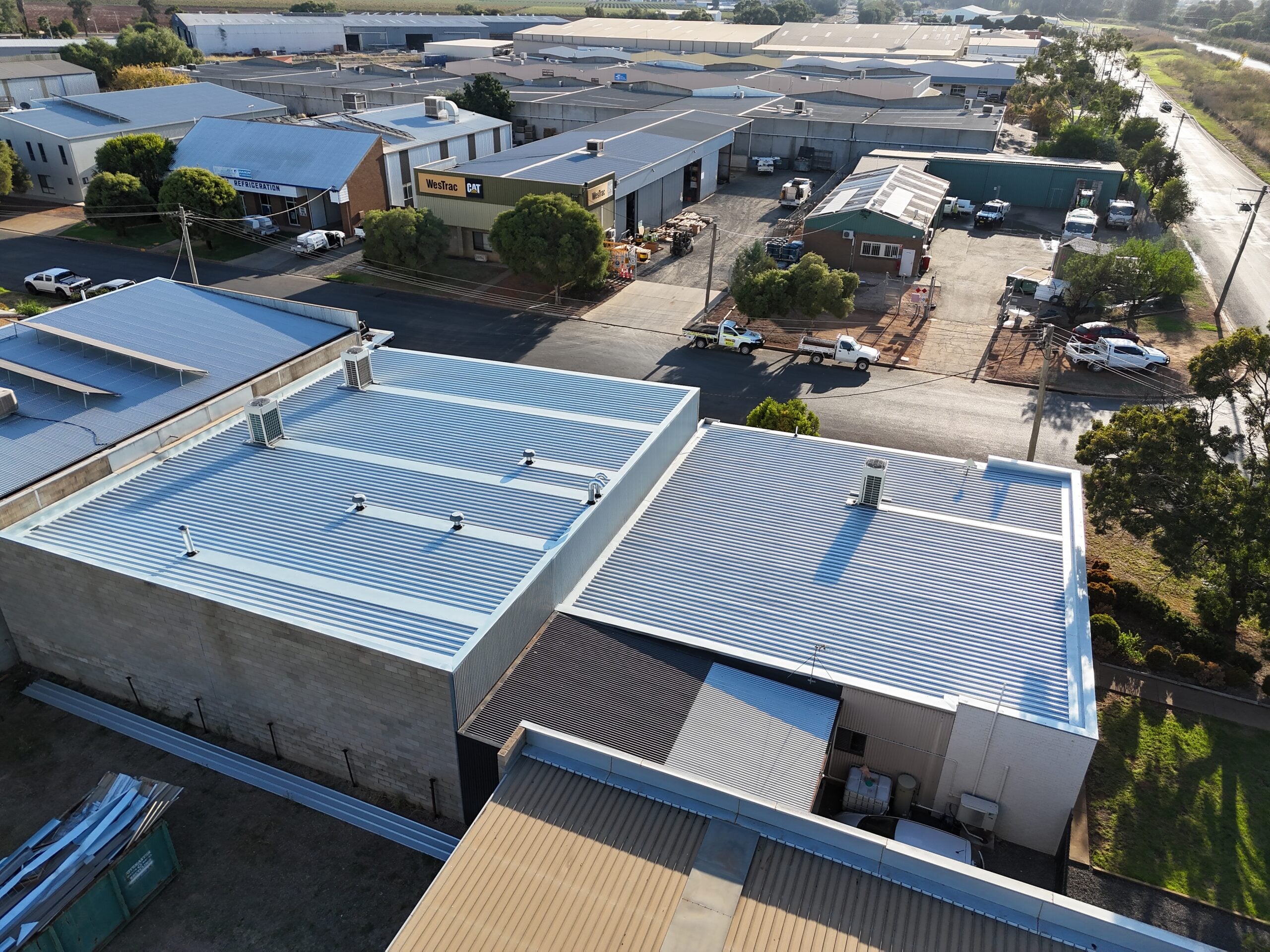Commercial roofing and roof replacement project in Griffith, Riverina NSW